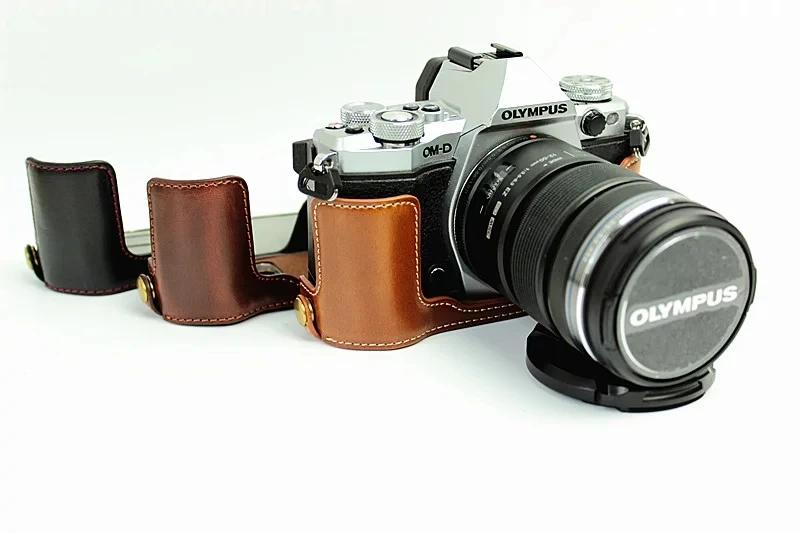 Получехол из искусственной кожи для Olympus цифровой EM5II EM5 mark II коричневый черный