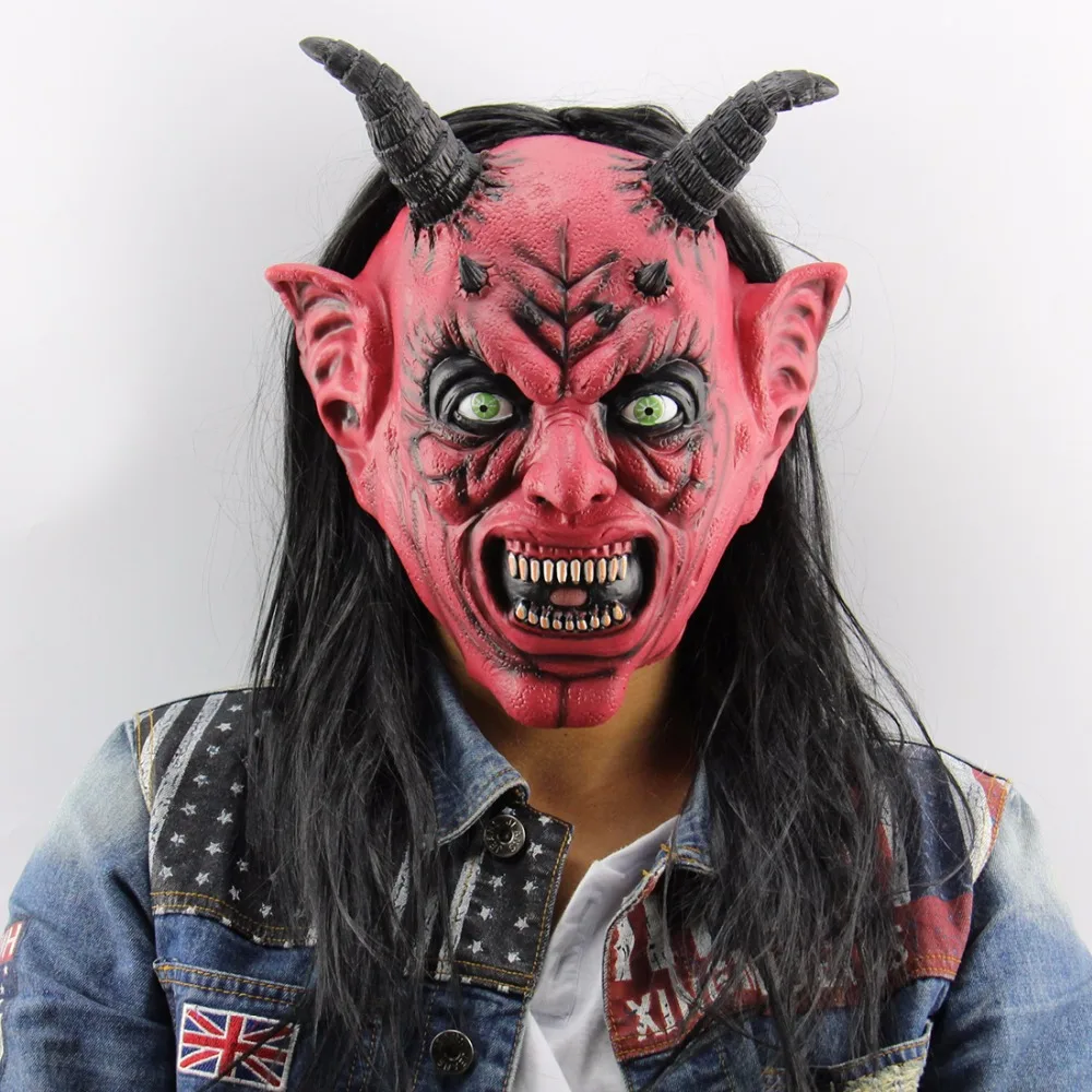 XCOSER сатана дьявол апрель дурак Хэллоуин Маскарадная маска латексная для головы