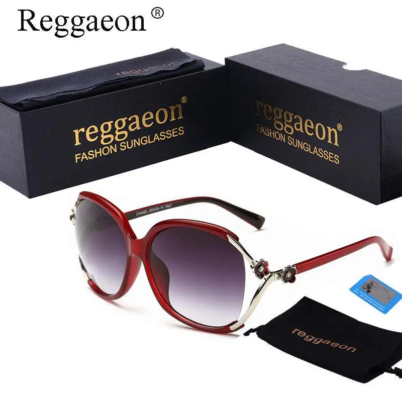 Женские солнцезащитные очки reggaeon большие поляризационные в оправе uv400 2018|brand sun