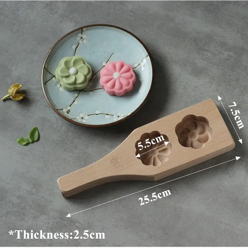 DIY деревянный 2 Цветы Луна торта Cookies Дим плесень пароход Кухонные принадлежности
