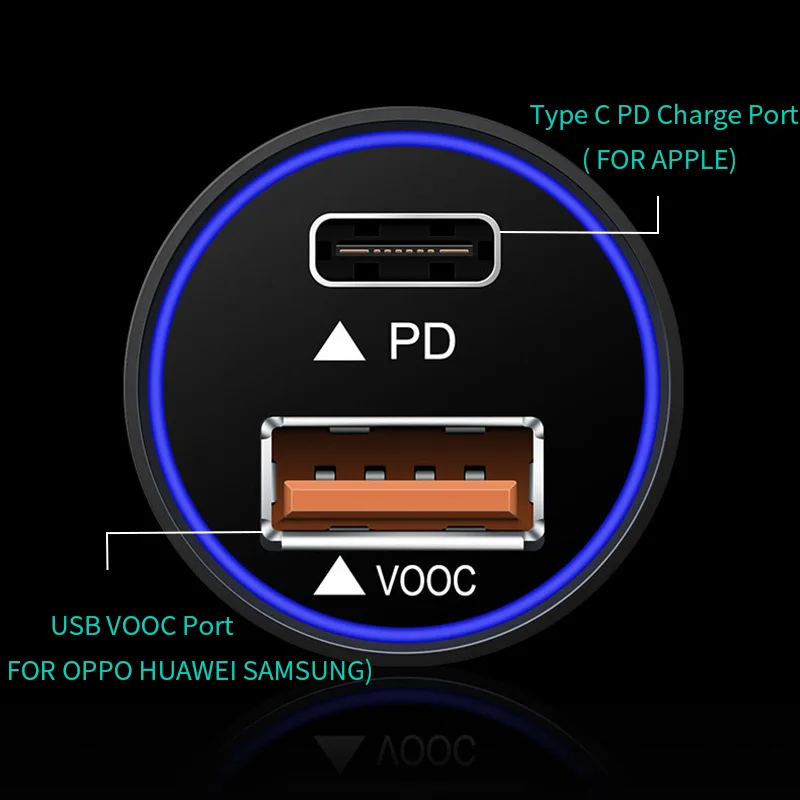 60 Вт автомобильное быстрое зарядное устройство USB Type-C PD для Oppo VOOC QC 3 0 телефона |