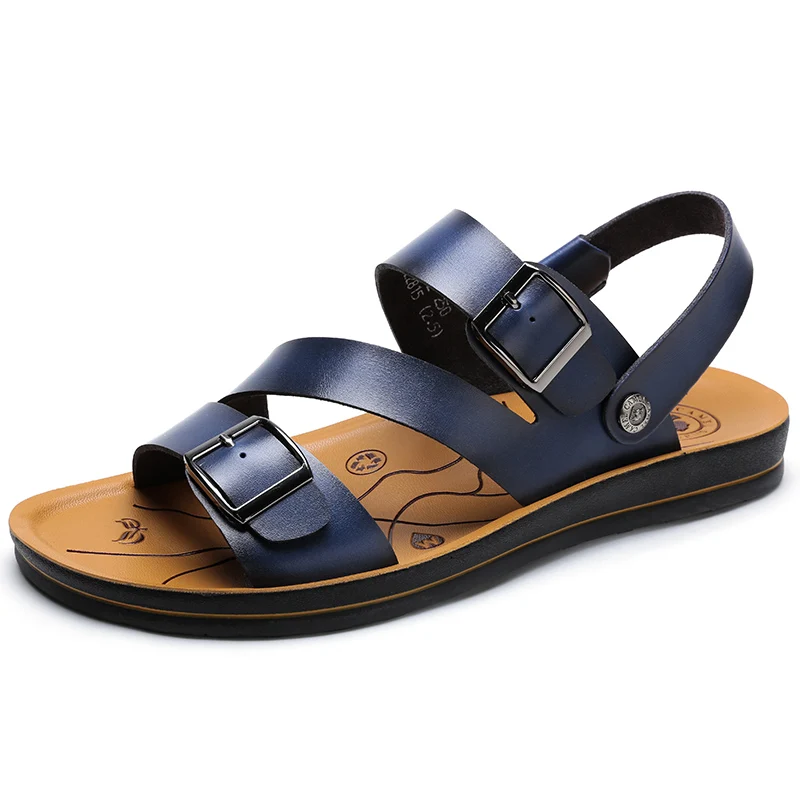 A822263562LAN CAMEL/Новинка; Летние повседневные пляжные мужские сандалии; удобные легкие сандалии двойного назначения; мужская обувь на плоской подошве - Цвет: A822263562LAN