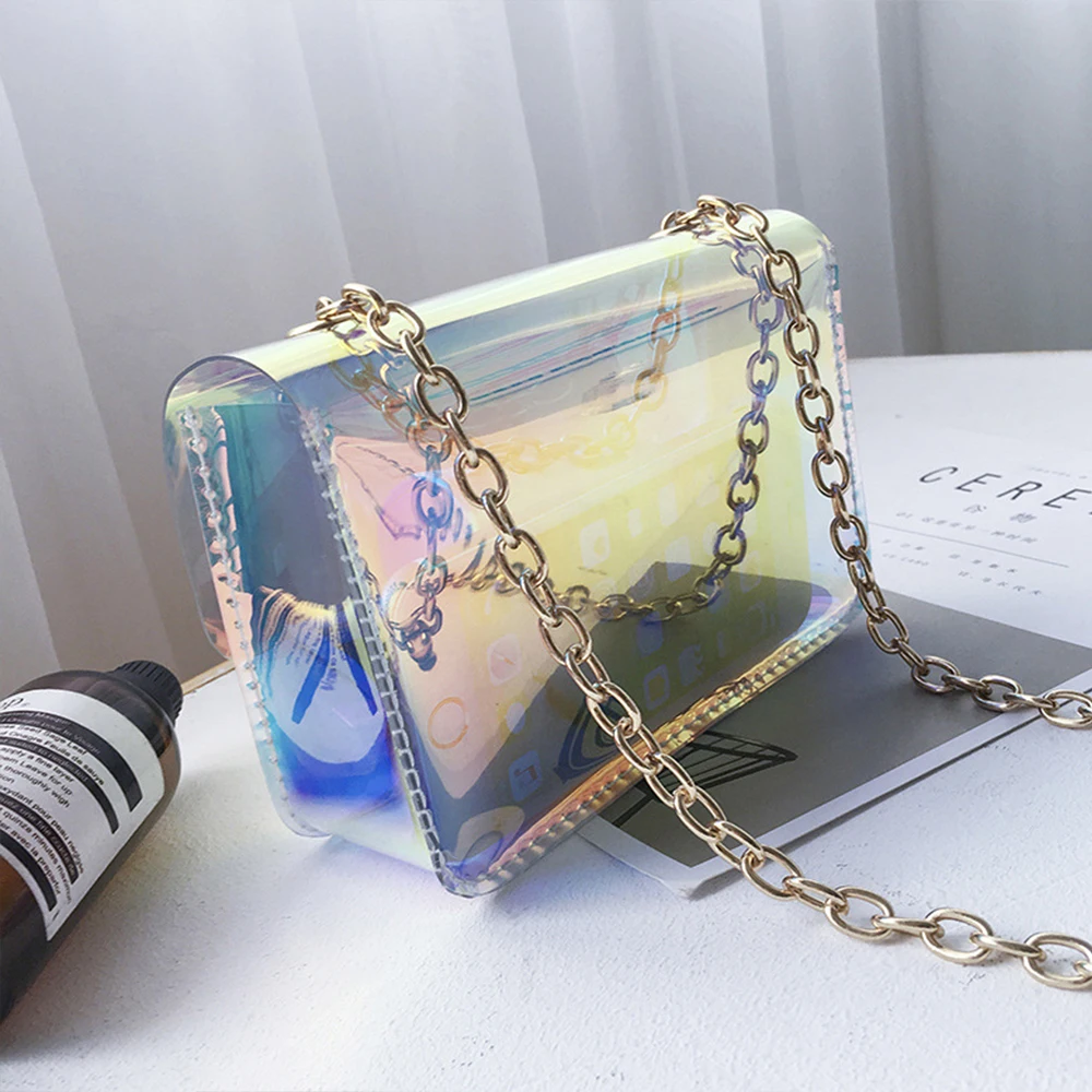 Мода прозрачный цвет плеча женщины Мини Маленькие Женщины Crossbody сумка цепи