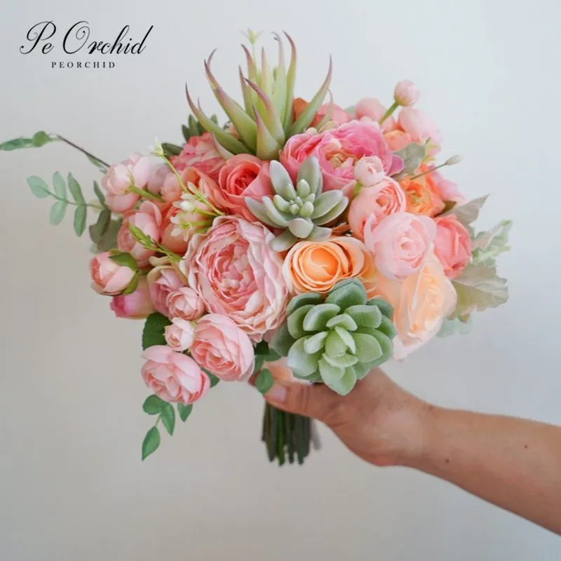 PEORCHID великолепные летние розовые свадебные букеты суккуленты румяна