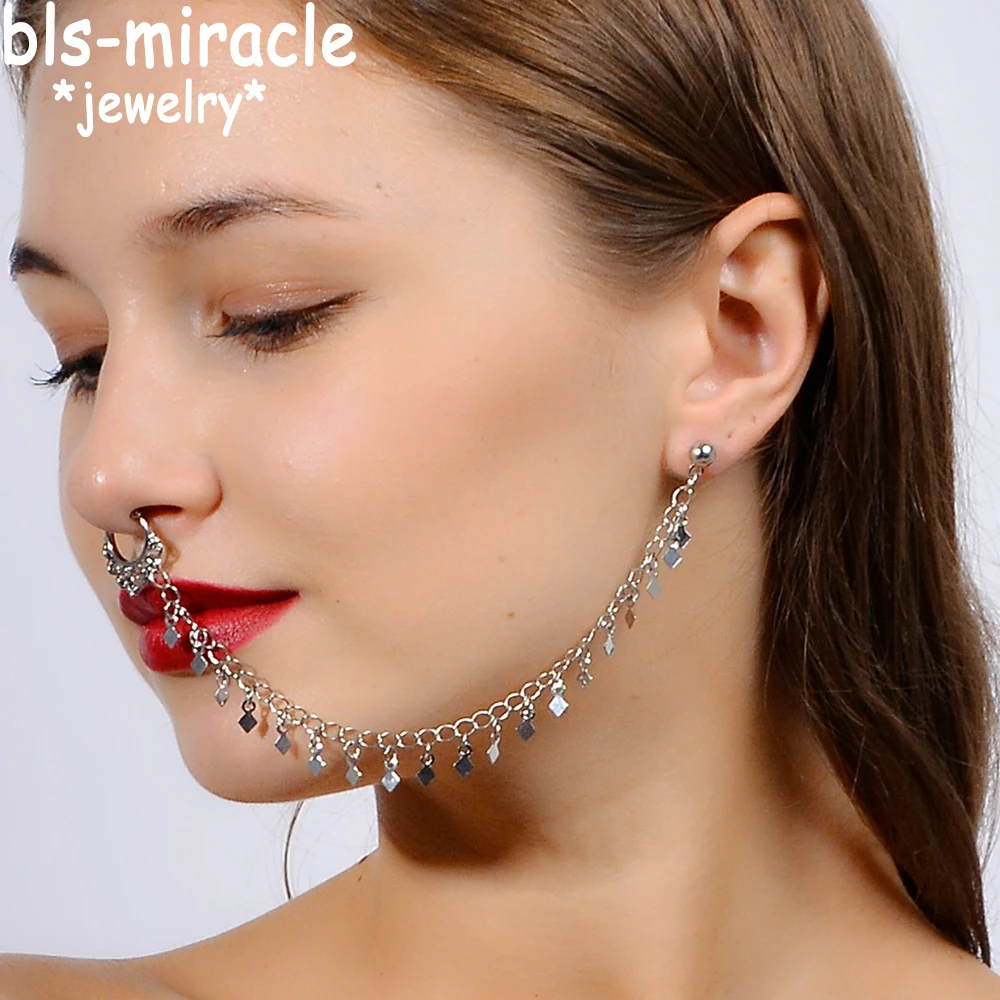 Bls miracle увеличенные панковские серьги Геометрическая кисточка нос шпильки обруч