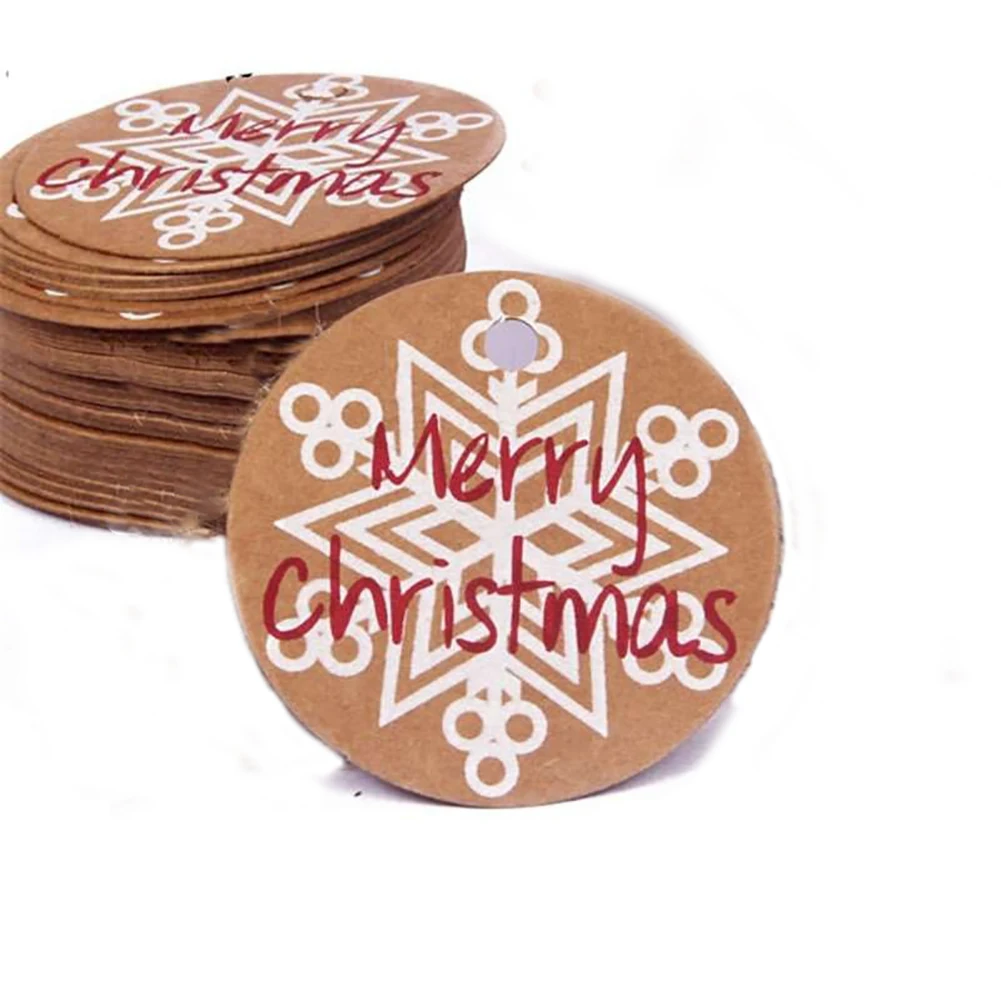 50Pcs Christmas Party Decor Kraft Paper Tags DIY Craft Label Hanging Ornaments | Дом и сад