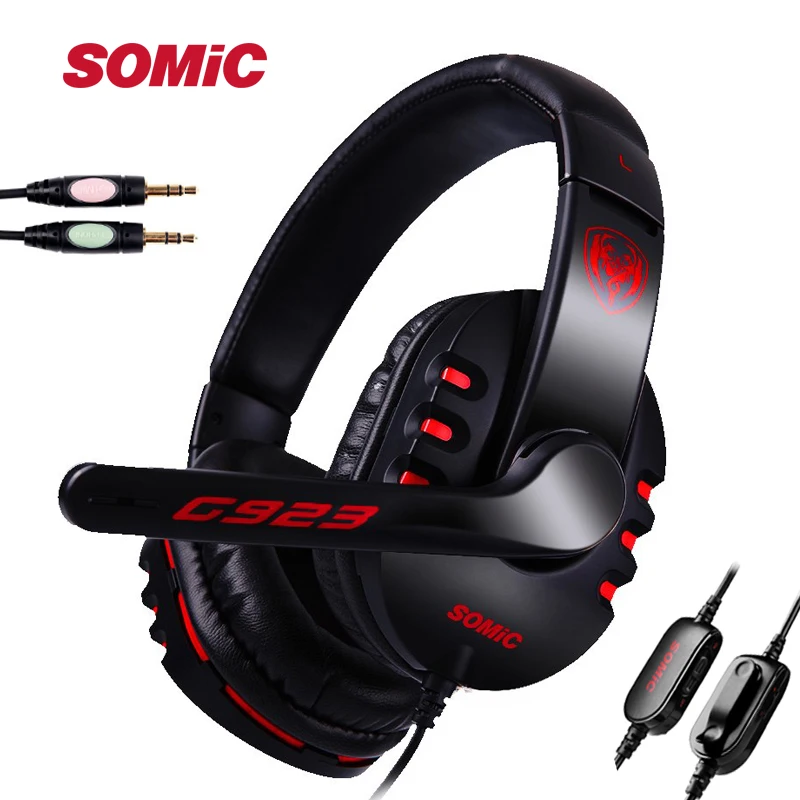 SOMIC G923 двойной 3 5 мм Проводные игровые наушники гарнитуры с микрофоном и