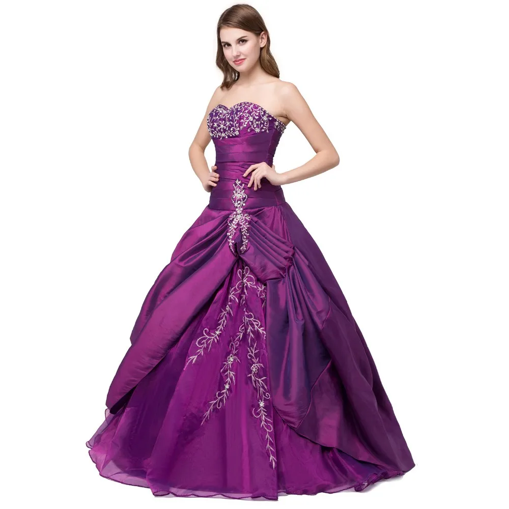 В наличии Quinceanera платье 2018 фиолетовые милые 16 Бальные платья дешевые длиной до