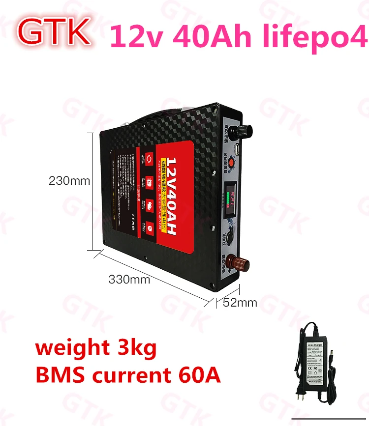 GTK 12 В 13 2 14 6 в 40 Ач 60 ач 80 Lifepo4 аккумулятор портативный чехол высокой емкости для RV