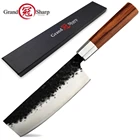 Grandsharp ножи накири 6,7 дюймов Кухонные ножи ручной работы японский нож высокоуглеродистой стали шеф-повара набор для приготовления суши нарезки Новый
