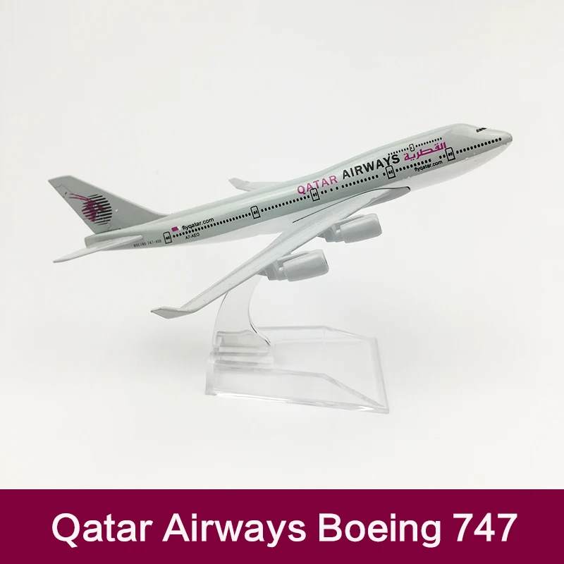16 см 1:400 Модель самолета Qatar Airlines Boeing 747 металлическая литая авиационная модель QA