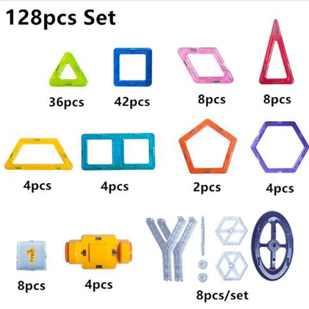 

128PCS Set Mini Magnetic Designer Construction Set Model & Building Toy Plastic Magnetic Blocks Educational Toys For Kids Gif