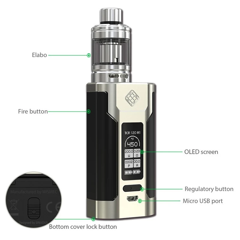 Wismec Predator 228 мод Вт с баком Elabo три 4 9 мл тройная спираль Ом-оранжевый | Электроника
