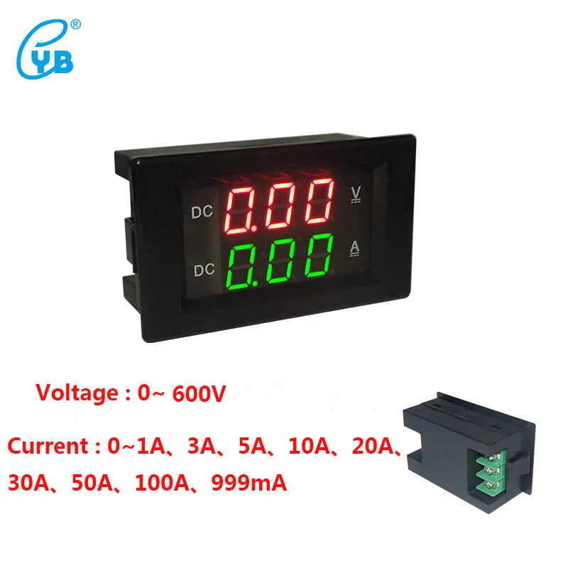 YB4835VA DC 0 ~ 600 в светодиодный Вольтметр Амперметр двухметровый цифровой ток