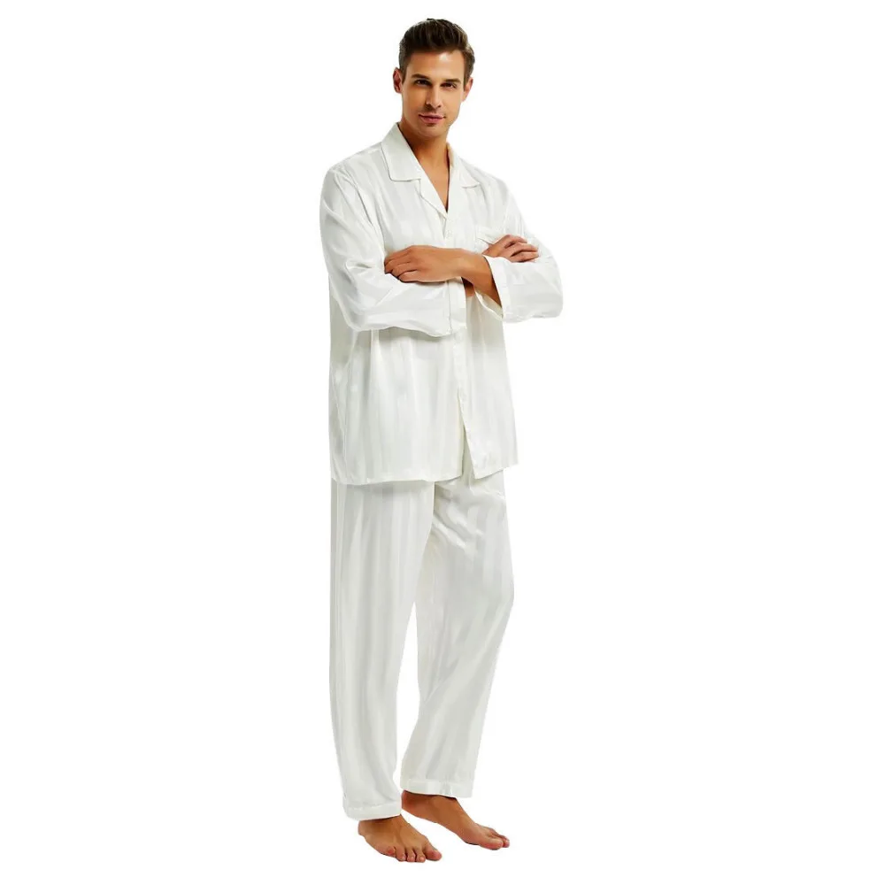 Мужская шелковая атласная пижама комплект для отдыха S M L XL 2XL 3XLL 4XL|mens silk satin
