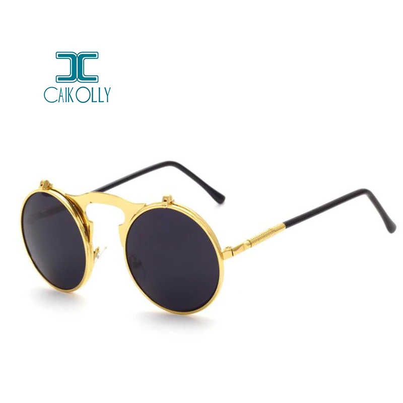 Винтажные круглые солнцезащитные очки в стиле панк из металла OCULOS de sol wo Для