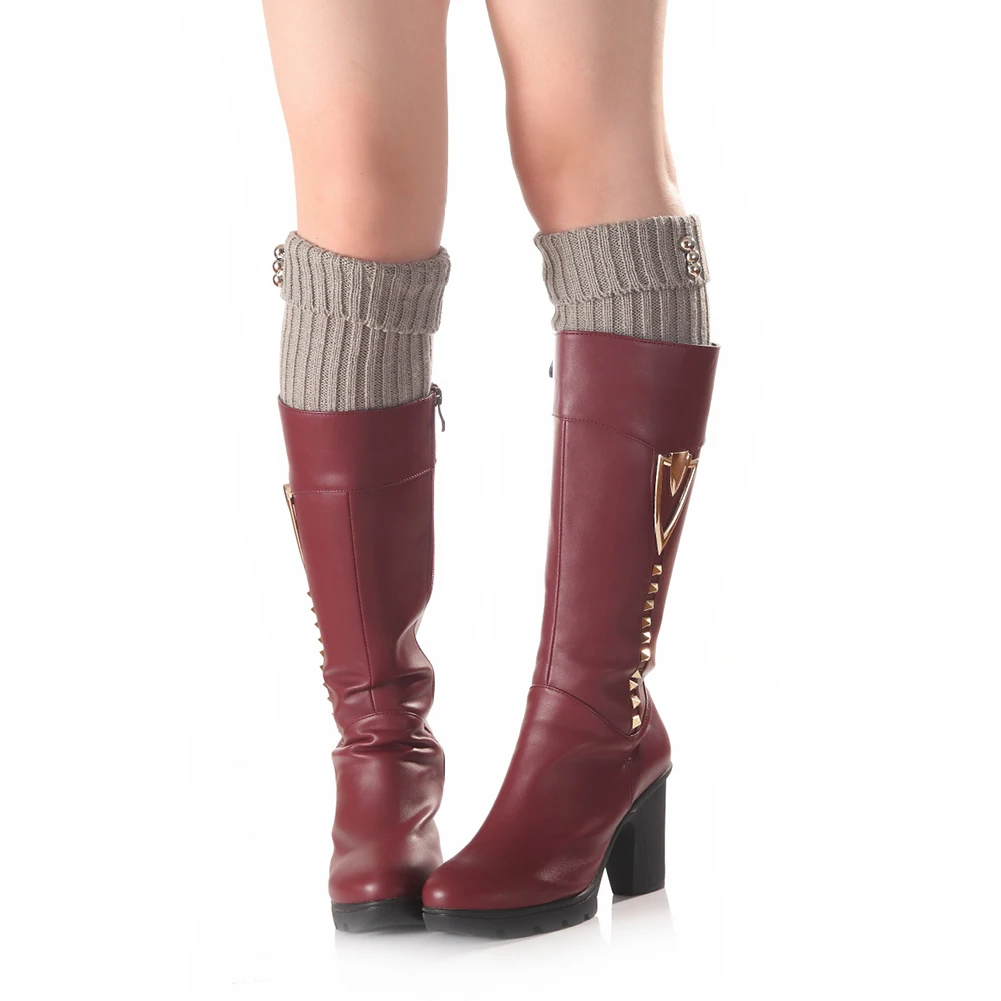 Зимние вязаные гетры без ног с пуговицами Женские однотонные носки|boot socks|knitted leg