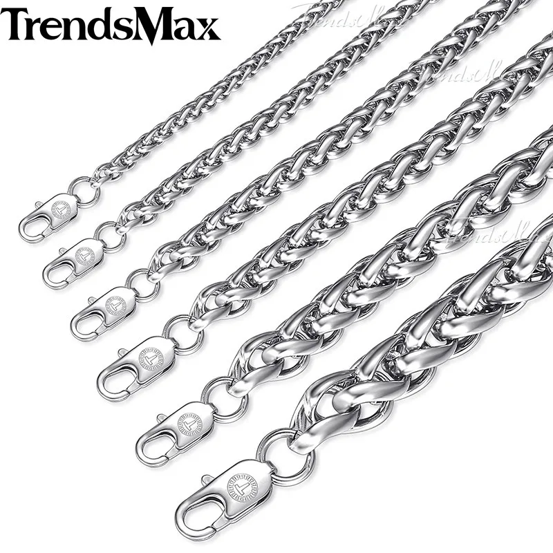 Мужская плетеная цепочка Trendsmax из нержавеющей стали серебристого цвета 3 10 мм
