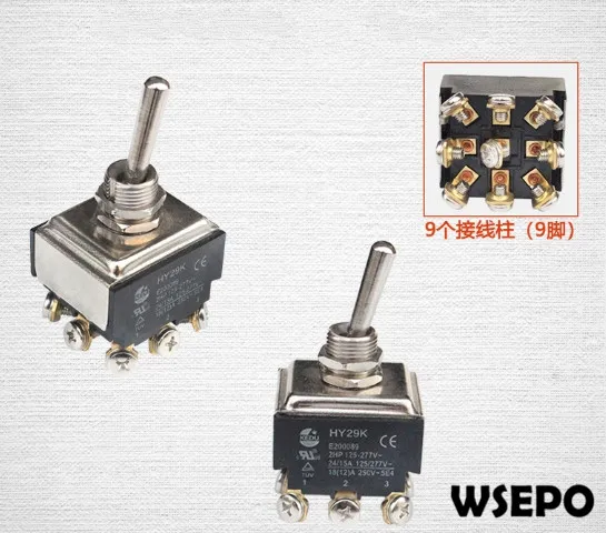 9-Pin 24A 220V/380V (Single/Three Phase)Equal Power Mutual Voltage Transfer Handle Switch Fits for 5KW~10KW Gas/Diesel Generator |