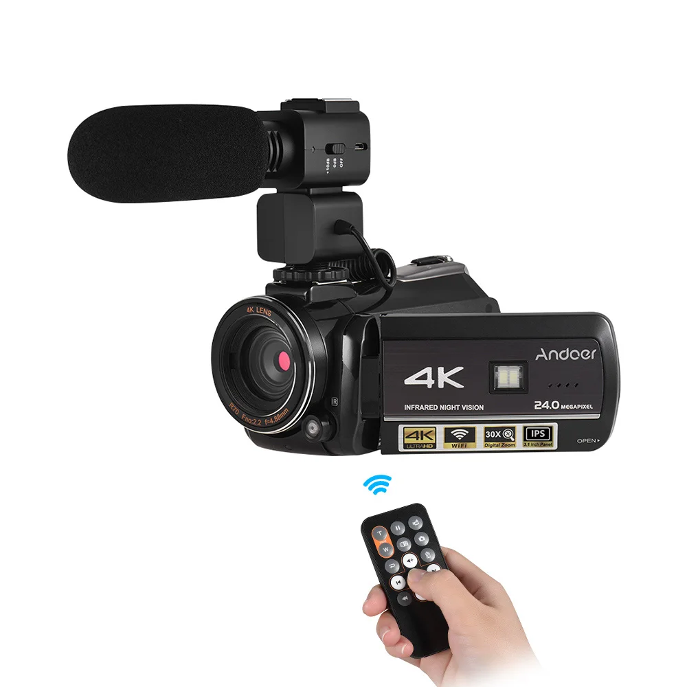 Andoer AC3 4K UHD 24MP WiFi цифровая видеокамера 30X Zoom 3 0 &quotВращение ЖК экран IR ночное видение