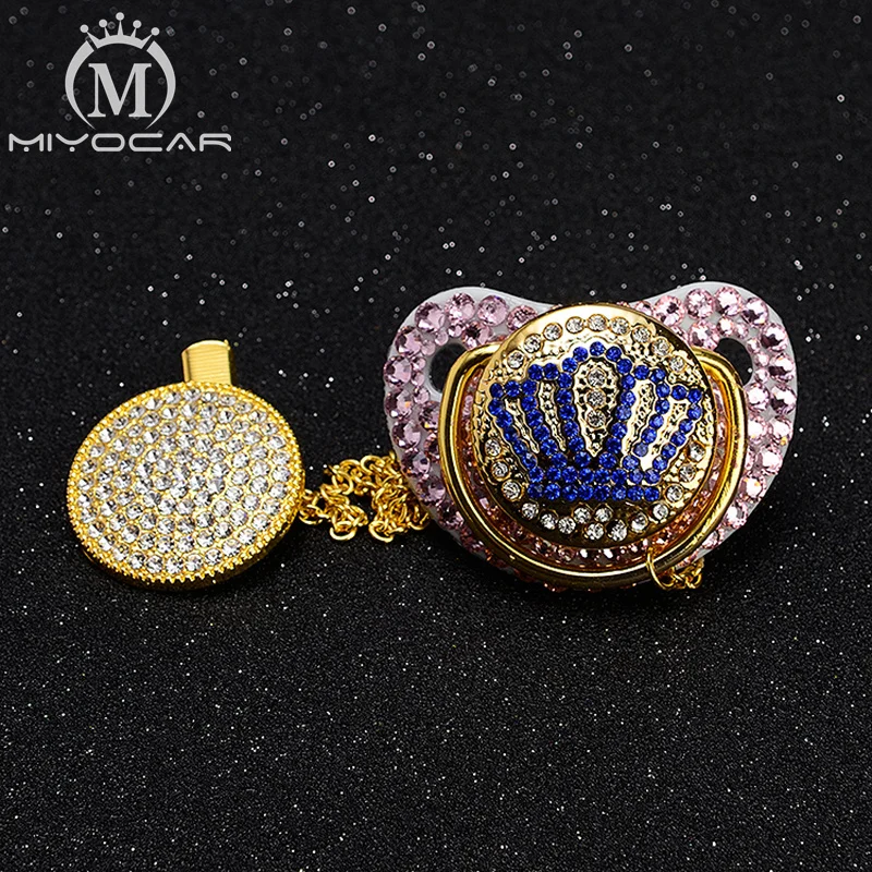 MIYOCAR все белые bling Bring crown соски и клип набор BPA бесплатно FDA безопасный пустышка