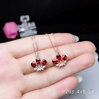 kjjeaxcmy boutique jewels 925 pure silver inlaid natural gem garnet lady necklace pendant set support detection