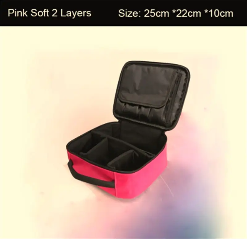 Pink soft 2 layers Органайзер для макияжа Профессиональный визажист коробка большие сумки милый корейский чемодан кейс для косметики модная косметичка чехол - Цвет: Pink soft 2 layers