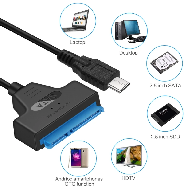 3 шт. Тип C3.1 SATA III 22Pin 7 + 15pin для 2 5 дюймов SSD HDD адаптер ThunderBolt способны Синий