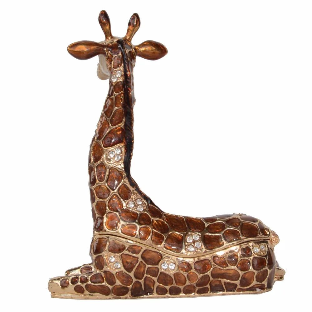 

Sitting giraffe alloy jewelry boxes trinket Collectible ornament inlaid crystal metal box Ornaments Home Accessories X'mas Gifts