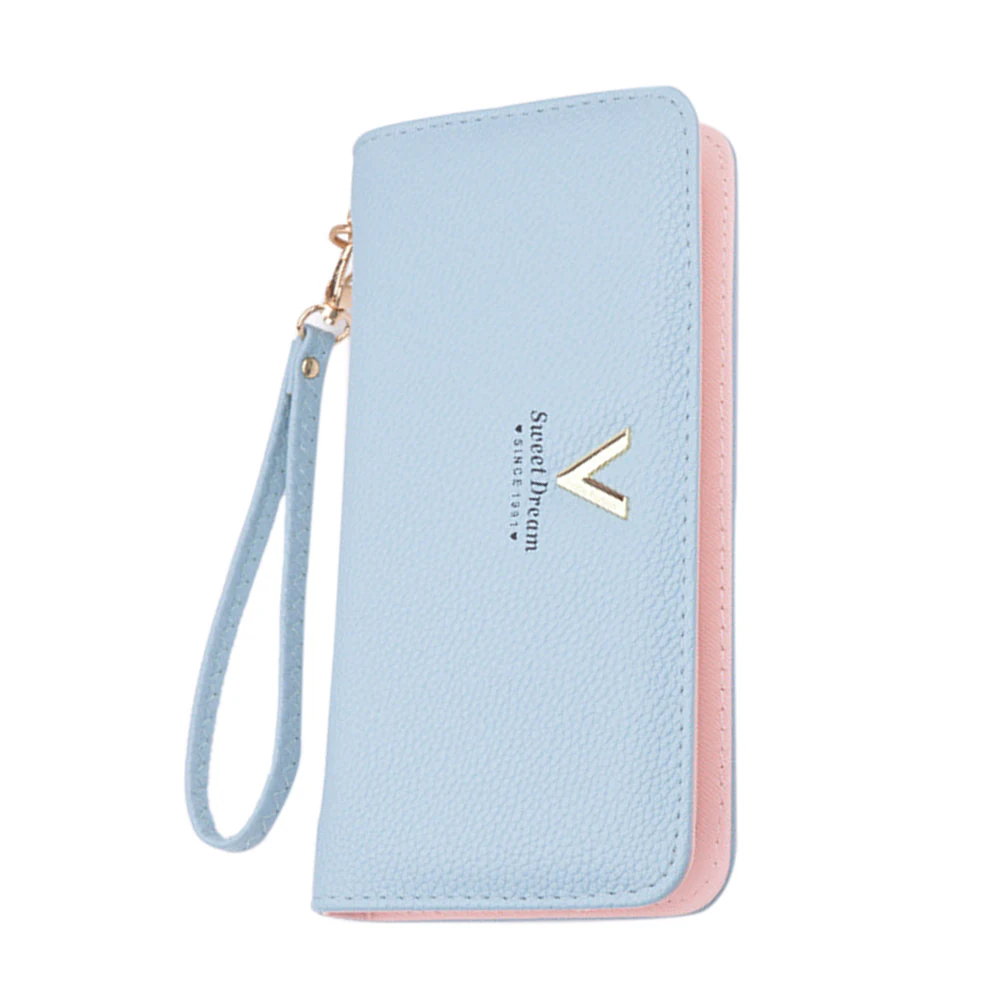 Женский Длинный клатч из искусственной кожи кошелек с чековой книжкой сумка для