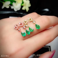 kjjeaxcmy fine jewelry 925 sterling silver inlaid natural gemstone emerald lady earrings support detection new