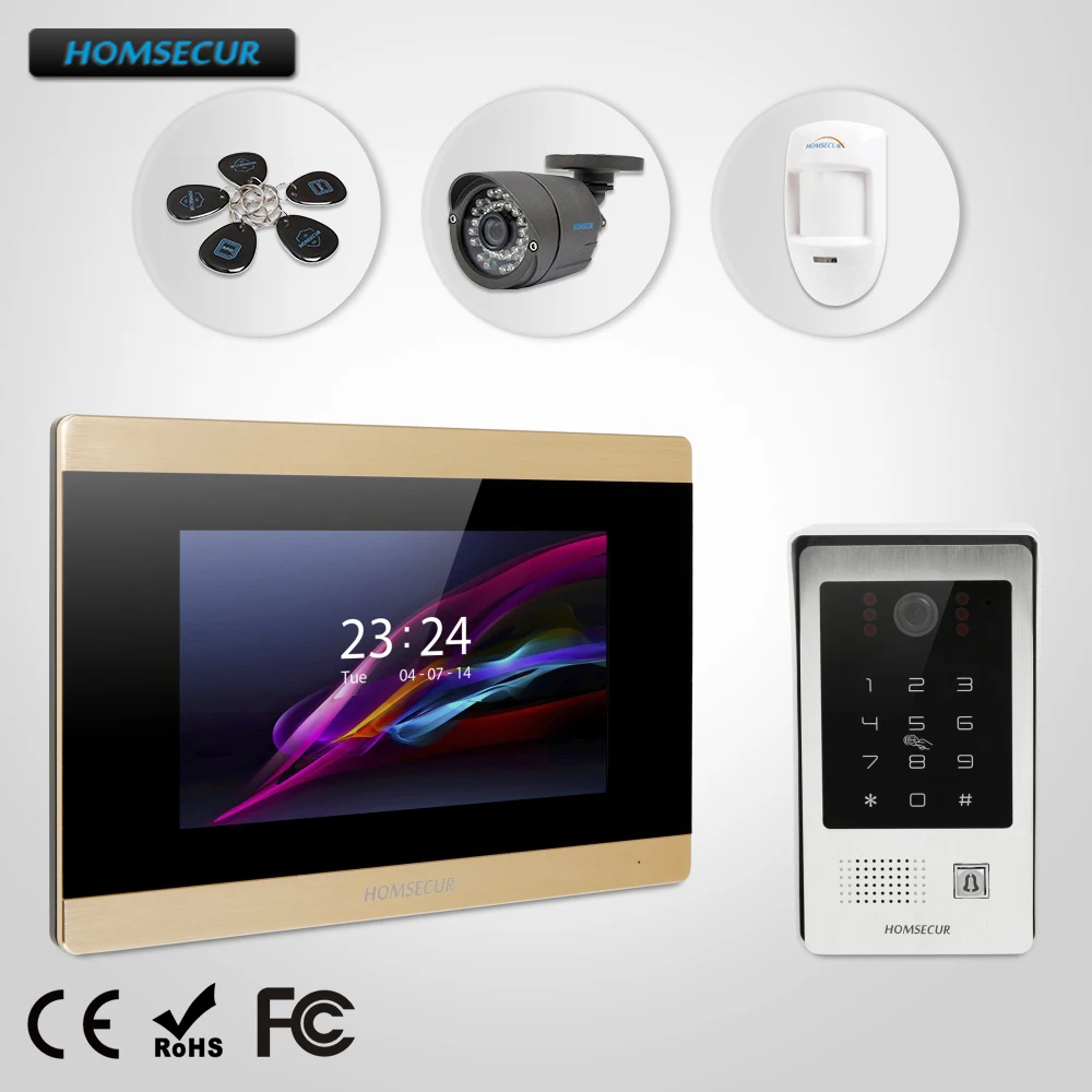 HOMSECUR 7 &quotПроводной Свободные Руки Видеодомофон Система Телефонного Звонка +