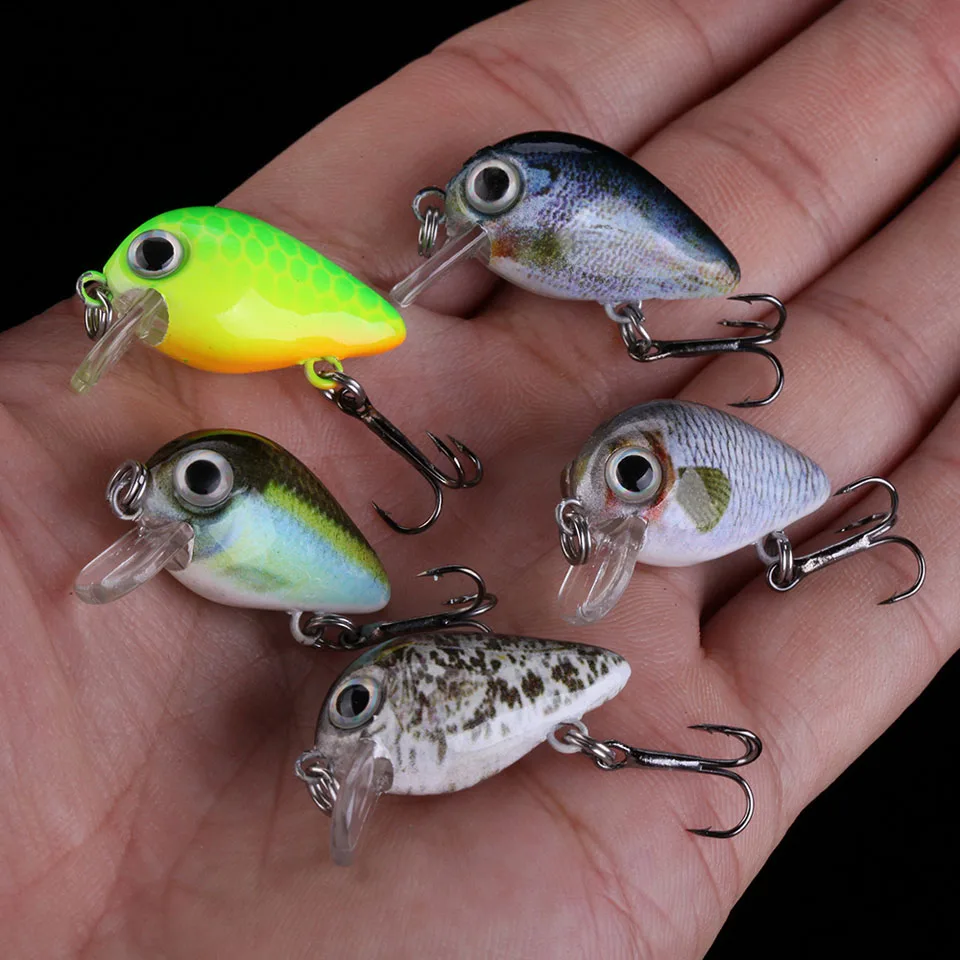 Ходячая рыба 5 шт./лот 2,7 см 1,4 г Topwater 0,1-0,5 м японский воблер мини кренкбейт 5 приманки с пластиковой коробкой для ловли нахлыстом