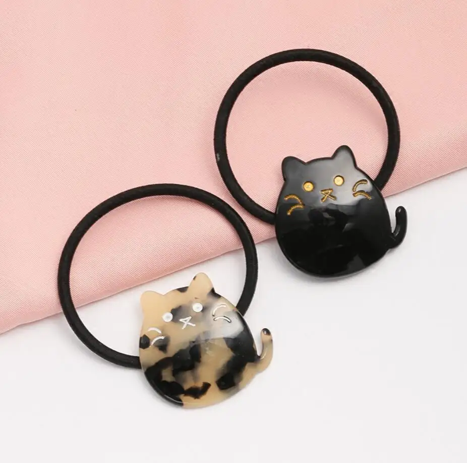 

Cute Cat Headband Woman Small Fresh And Contracted Personality Acetic Acid Plate Hair Rope Girls Hair Accessories