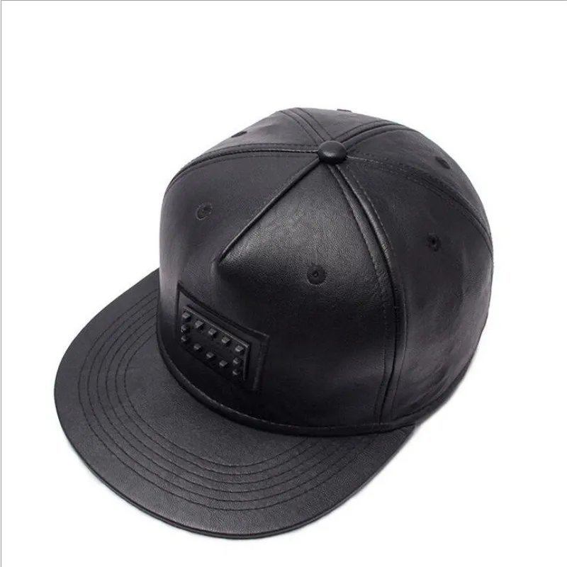 Seioum 2018 черная бейсболка из искусственной кожи плоская кепка Snapback хип хоп