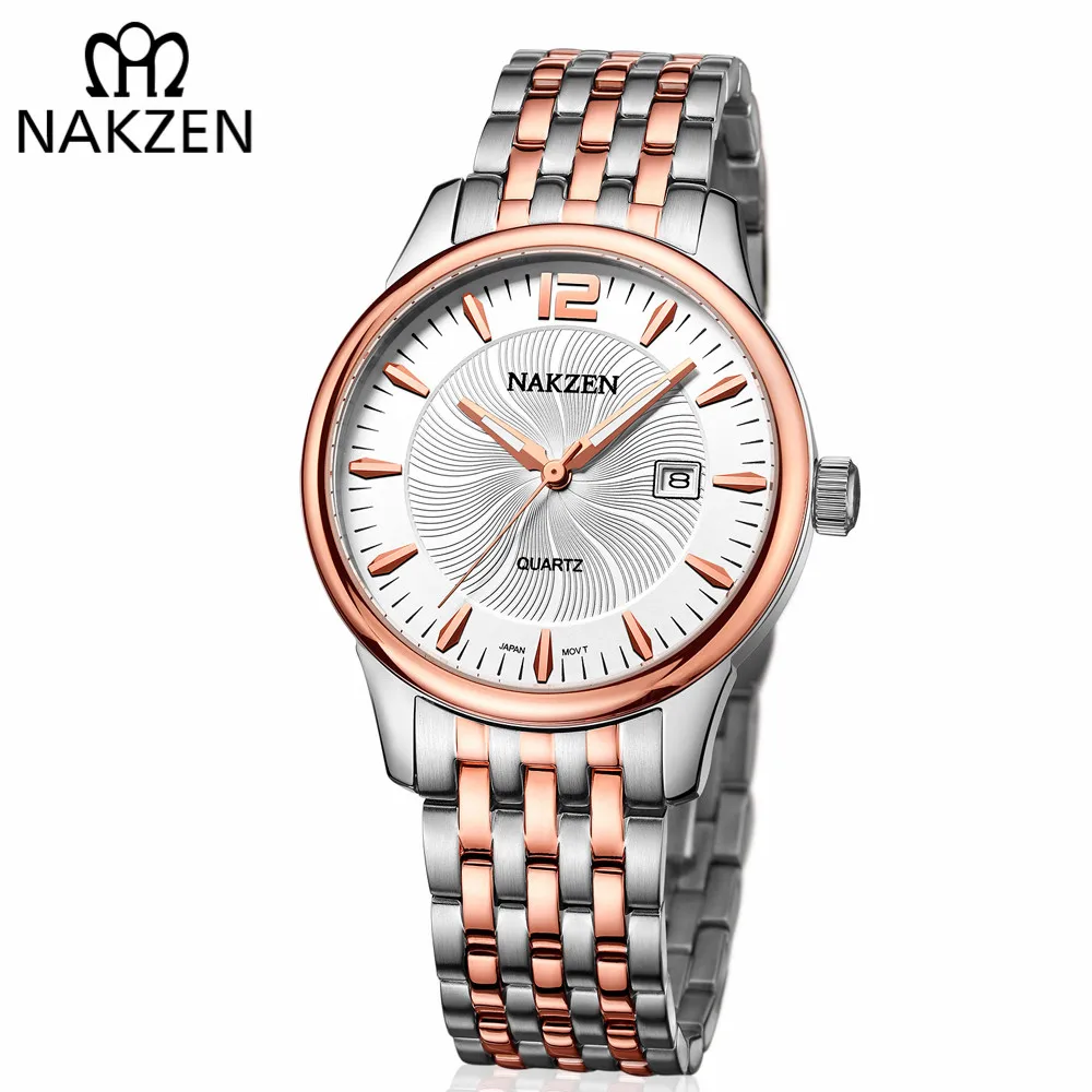 

Часы наручные NAKZEN Мужские кварцевые, брендовые Роскошные модные деловые спортивные с календарем, цвет розовое золото