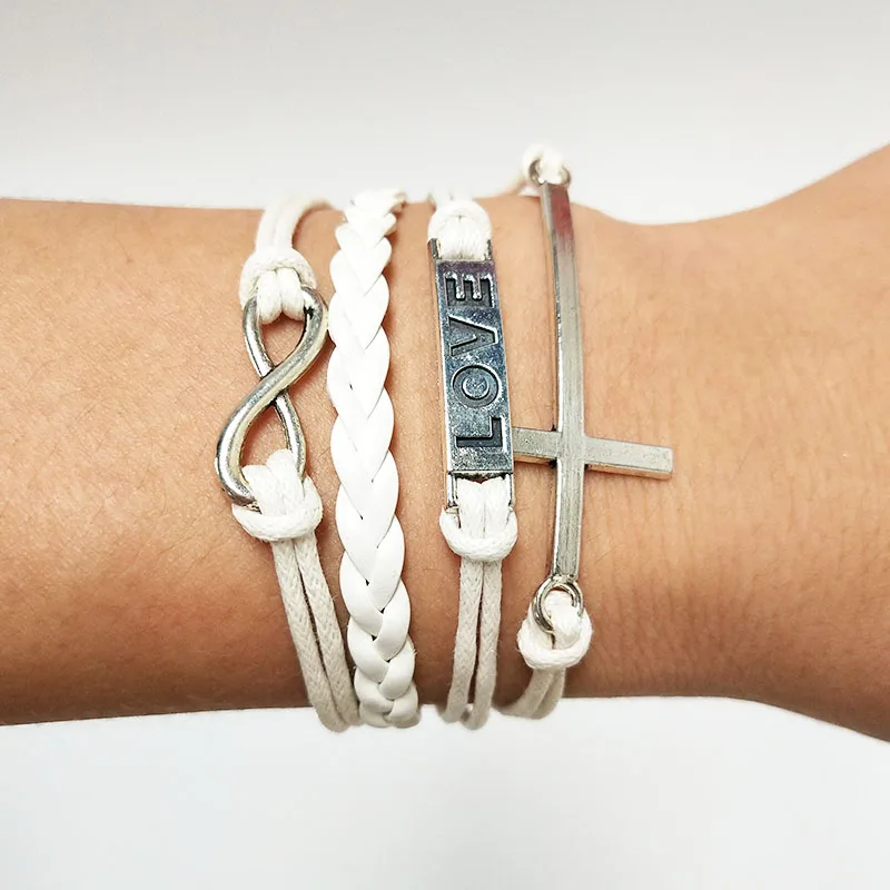 LELX Antique Bird Charm Leather Bracelet Various Style &amp LOVE Anchor Charms Infinity Bracelets Wholesale Jewelry | Украшения и