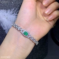 kjjeaxcmy boutique jewelry 925 pure silver inlaid natural emerald bracelet support detection party gift marry wedding birthday