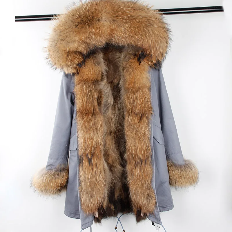 

2021 new fashion long winter jacket women outwear thick parkas real warm fox fur liner real natural raccoon fur collar coat hood