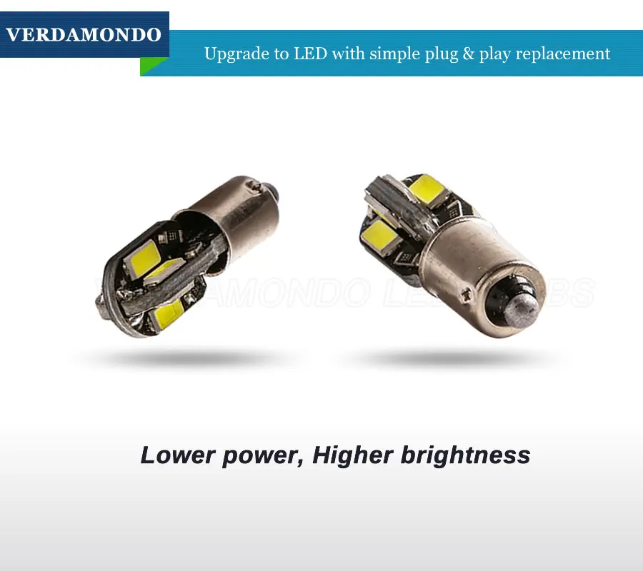 Светодиодсветодиодный лампы BA9S T4W 8 SMD 5730, лампы T2W T3W H5W для светильник салона автомобиля, 12 в пост. Тока, теплый белый свет, 2 шт. (art.: 7a6d3de30) - 7a6d3de30