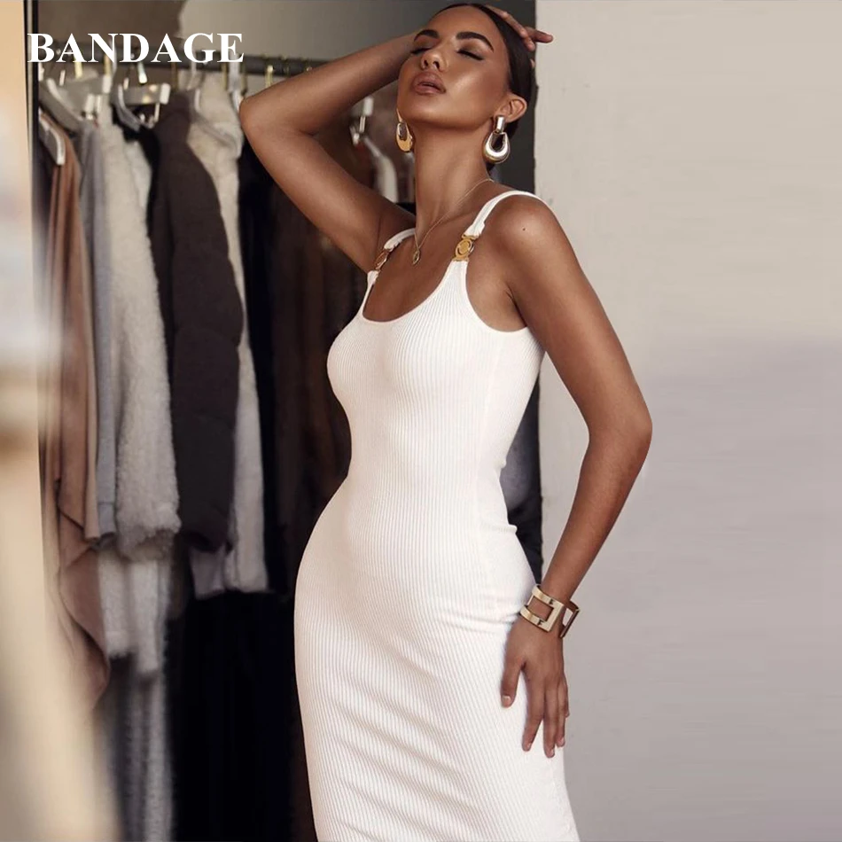

Облегающее летнее Бандажное платье, женское сексуальное платье на бретелях-спагетти, платья-Макси без рукавов, Клубные вечерние праздничны...