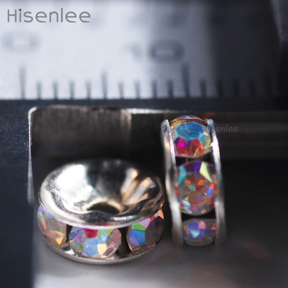 Hisenlee 100 шт. 8 мм DIY цинковый сплав AB цветные круглые стеклянные хрустальные