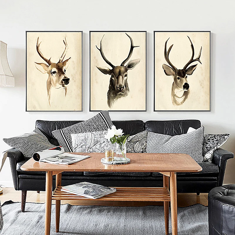 SD LINLEEHON Moose рисунок оленя на холсте настенный художественный постер с животным
