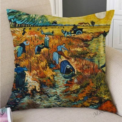 N210-10 Vincent Van Gogh известная картина маслом автопортрет Подсолнух Звездная ночь галерея искусство Декоративная Подушка Чехол льняная наволочка - Цвет: N210-10
