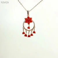 kjjeaxcmy boutique jewelry 925 sterling silver natural red coral female pendant necklace support test 3