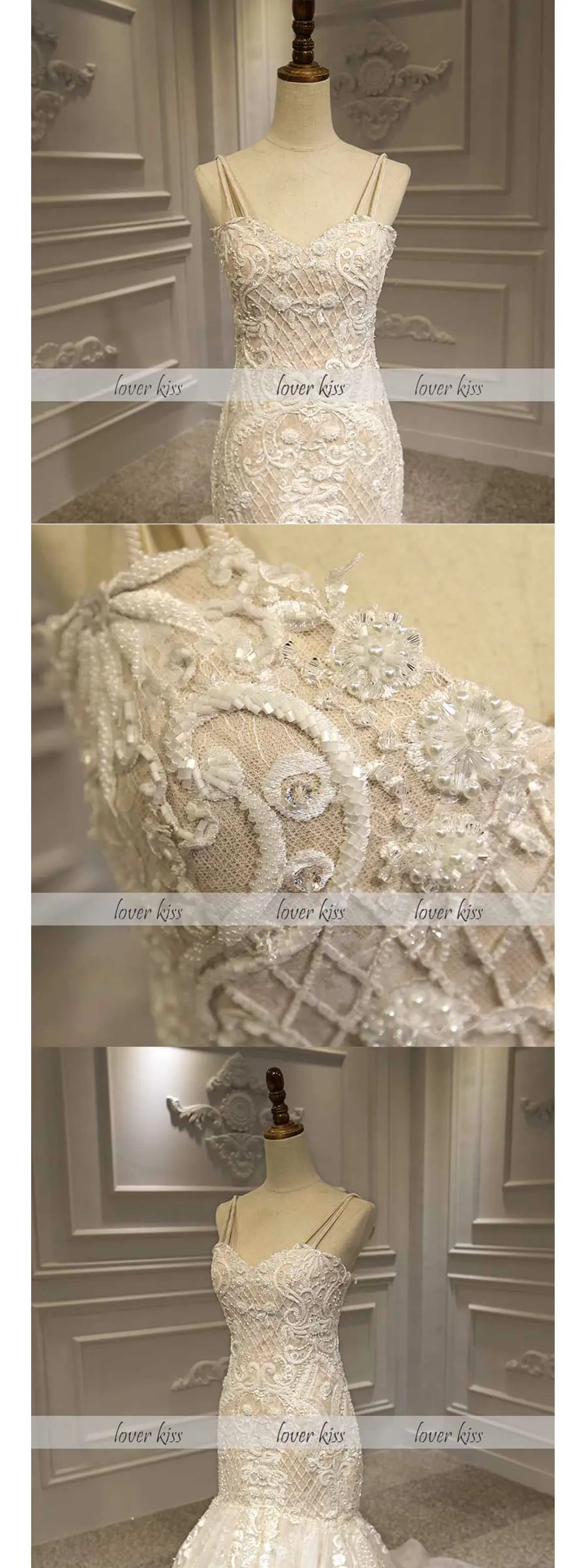Lover Kiss Vestido De Noiva роскошное кружевное свадебное платье русалки торжественный наряд бисером жемчуг Африка свадебное платье корсет