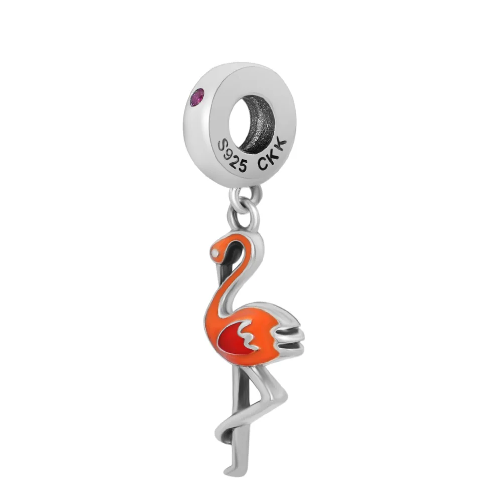 Fits Pandora Bracelet Flamingo Silver Dangle Charms Genuine 925 Sterling Original Beads for Women DIY Jewelry kralen |