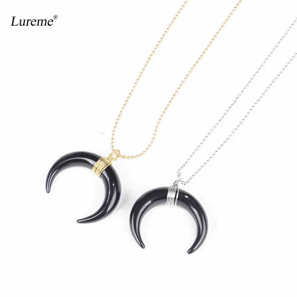 Lureme ретро женский ручной работы черный полумесяц фото (nl005777)|horn pendant necklace|pendant