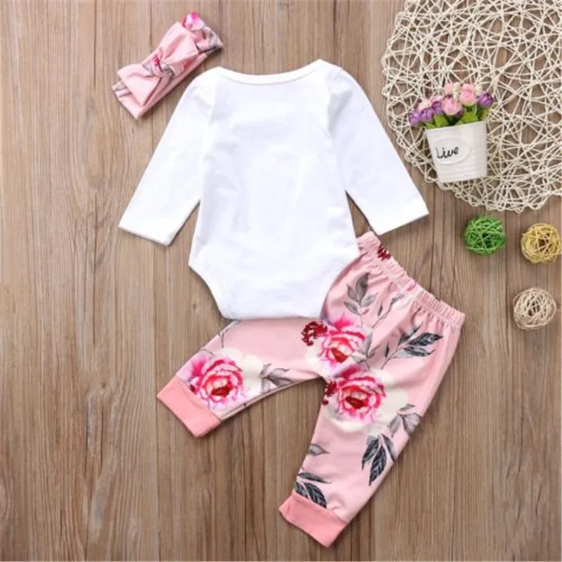 

CANIS Cute Baby Kids 3PCS Newborn Infant Baby Girl Clothes Cotton Romper Pants Outfit Set