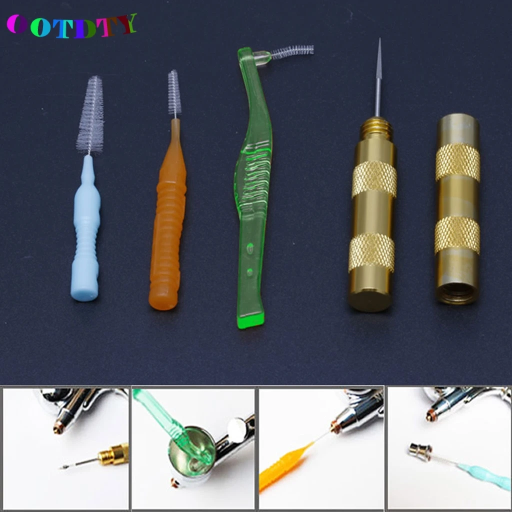 

OOTDTY 4Pcs/set Cleaning Airbrush Nozzle Spray Gun Repair Needle&Brush Kit Tool